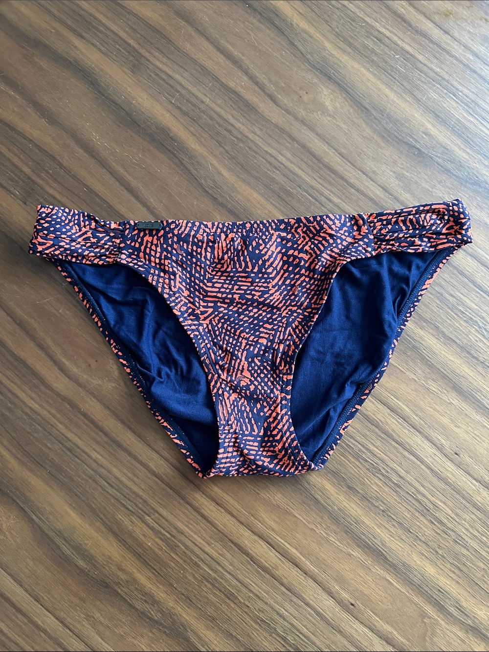 Lole Navy Bikini Set with Orange Print, Top Medium Bottom Large - Picture 8 of 13